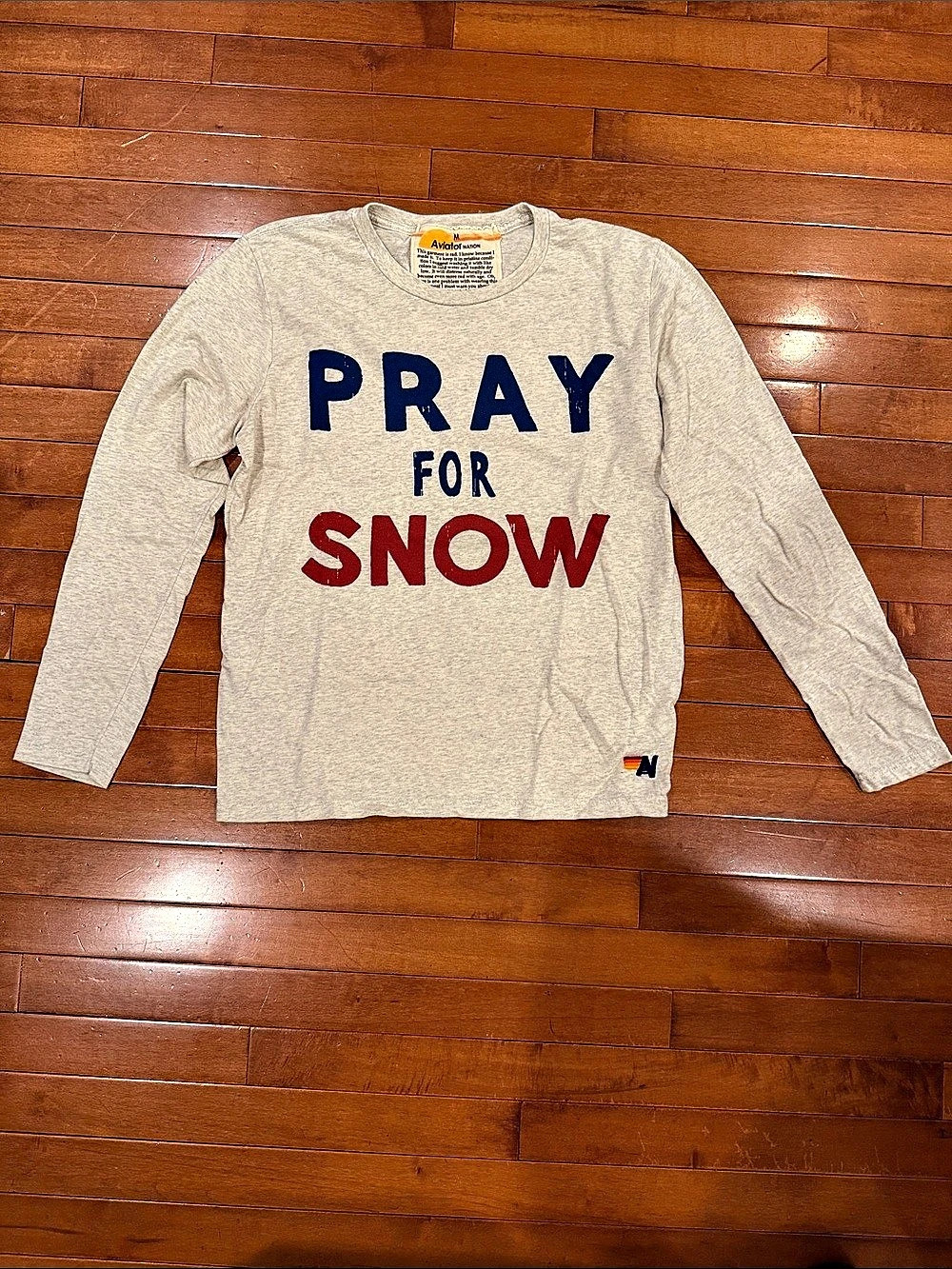 Aviator Nation Long Sleeve Pray for Snow Tee Size Large